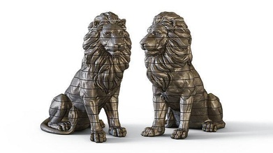 rebanado león escultura 2 rebanada estatua cortar trozo recto impresión Arte Tigre descargar figurilla Kasr puma gato moderno sentar esculturas leopardo 3d print model - Mito3D