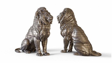 rebanado león escultura rebanada estatua cortar trozo recto impresión arte tigre descargar figurilla kasr puma gato moderno sentar sentado leopardo esculturas 3d print model - Mito3D