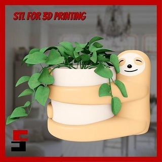 sloth planter pot organiser sloths home decor art stl 3d model print pen holder house 3d print model - Mito3D