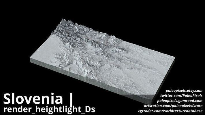 eslovênia fbx 3d imprimível malha deslocamento 8k alto resolução cartografia geografia mundo terreno paisagens fazendo mapas bonitos mapa fabricante globos topografia openstreetmap fronteira país ciência 3d print model - Mito3D