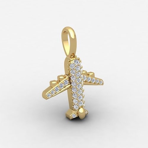 small airplane pendent 3d model render jewel gem engagement wedding jewellery diamond printable ring gold jewelry engagem fashion sterling white brilliant solitaire beauty rings pendants 3D print model - Mito3D