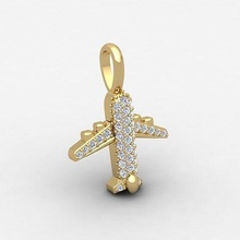 small airplane pendent 3d model render jewel gem engagement wedding jewellery diamond printable ring gold jewelry engagem fashion sterling white brilliant solitaire beauty rings pendants 3d print model - Mito3D