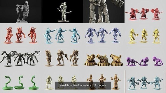 small bundle monsters monster fantasy cannon bundle crosslances toys games boardgame miniature tabletop gloomhaven 28mm board demon games toys board games  3d print model - Mito3D