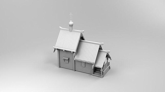 küçük kilise mimari bina Odun Slav Rusça 3d baskı ev 3d print model - Mito3D