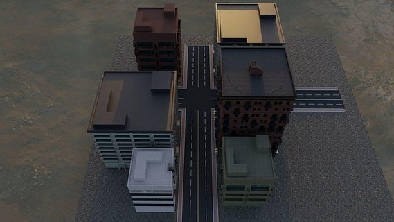 pequeña ciudad edificios carretera exterior edificio calle estructura rascacielos paisaje urbano casa Departamento aire libre 3d print model - Mito3D