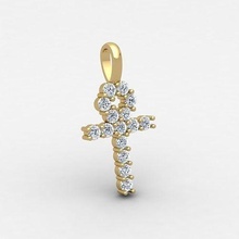 small cross pendent 3d model render jewel gem engagement wedding jewellery diamond printable ring gold jewelry engagem fashion sterling white brilliant solitaire beauty rings pendants 3d print model - Mito3D