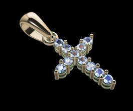 klein Diamant Kreuz Glocke religiös Anhänger Schmuck Steine wertvoll fein Halskette Gold 3d print model - Mito3D