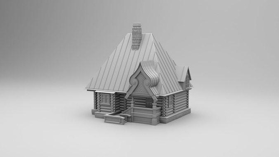 small house architecture exterior building street slavic russian wood 3d printing 3d print model - Mito3D