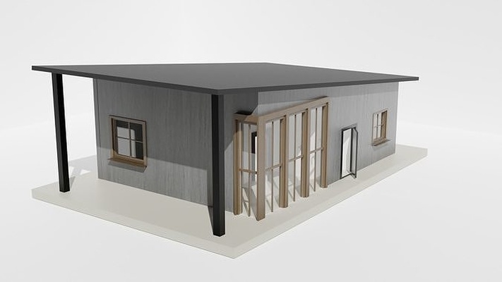 petit one story maison architecture architectural bois famille bâtiment 3d print model - Mito3D