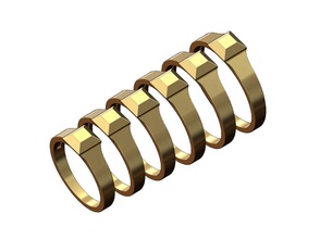 pequeña cuadrado diamante amortiguar sello anillo joyería joya imprimible oro plata libra esterlina hombres menring moda lujo moderno minimalista botón sencillo facetado anillos 3d print model - Mito3D
