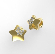 pequeñas estrellas la joyería pequeño simple de oro whitegild aretes 3d print model - Mito3D