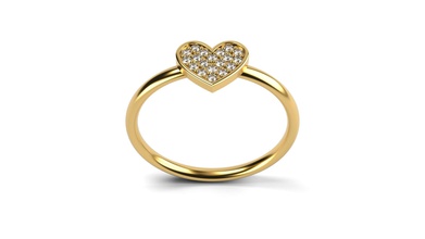 piccolo pietre cuore squillare 3d stampa modello fidanzamento gemme gioielleria anelli 3d print model - Mito3D