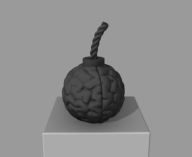 Clever Bombe Illustration Granate Design Kunst Kugel Dekoration Gehirn verrückt Achtung Boom schwer Haus Dekor 3d print model - Mito3D