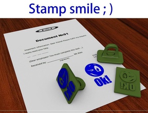 smile stamp print accessories decoration details diy fun funny house humor letter lettre office postcard printing standart work write good ok games toys 3d print model - Mito3D