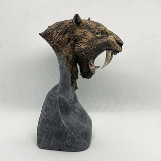 smilodon poblador busto pre supported prehistórico animal cabeza gato figura estatua tigre trofeo miniatura grande dientes sable criatura esculturas felino bestia arte 3d print model - Mito3D