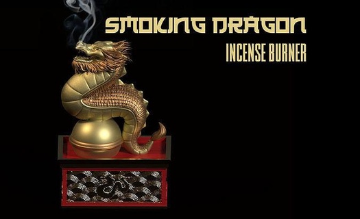 smoking asian dragon - incense burner chinese japanese ornament toy mith ancient statue magical tradicional art sculptures 3d print model - Mito3D