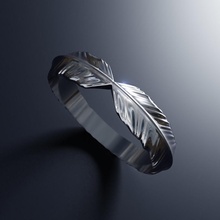 suave anillo joyería joya arte plata imprimible moda platino diseño moderno sencillo x elegante limpiar olas salir pluma anillos 3d print model - Mito3D