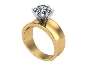 smooth solitaire ring diamond golden silver jewelry rings 3d print model - Mito3D