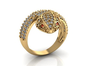snake ring 3 ouro serpente anel diamantes rubis joalheria moda animal argolas 3d print model - Mito3D