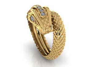 snake ring 5 oro serpiente anillo diamantes joyería joya moda hombre animal anillos 3d print model - Mito3D
