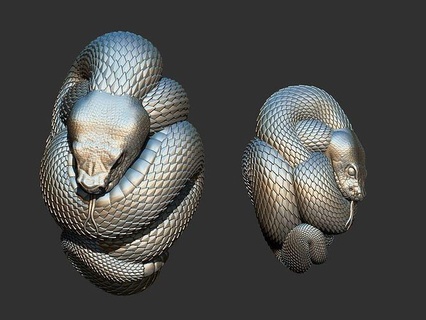 snake rattlesnake cobra animal printable decoration ornament statue sculpture stl carving pendant jewel poison reptile art print sculptures 3d print model - Mito3D