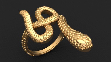 serpente animale oro marca anello gioielli orecchino moda di lusso persone umana donna stampabile argento astratto l'illustrazione diamanti la vipera punto forza gemma anelli 3d print model - Mito3D