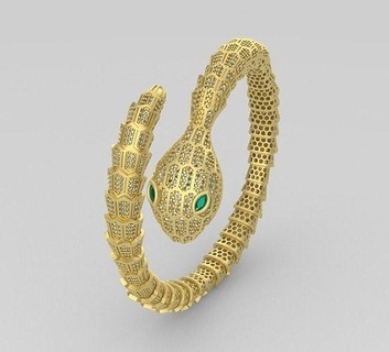 serpiente pulsera joyería joya oro plata imprimible diamante esposas Moda 3d print model - Mito3D