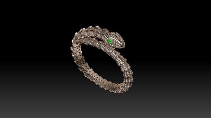 serpente braccialetto elastico collana oro argento stampabile quando ne andato gioielleria 3djewelry diamante kelepce yilan braccialetti 3d print model - Mito3D