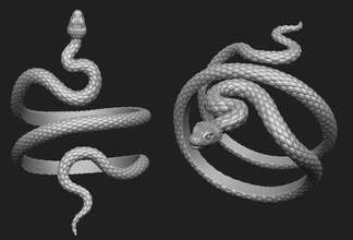 serpente braccialetto spessore versione spirale gioielleria braccio decorazione rettile stampabile cobra argento arte sculture 3d print model - Mito3D