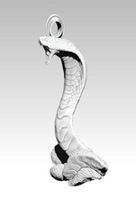 serpente cobra realistico dettagliato collana con pendente gioiello gioielli africana animale ciondolo la elegante argento donna moda collane 3d print model - Mito3D