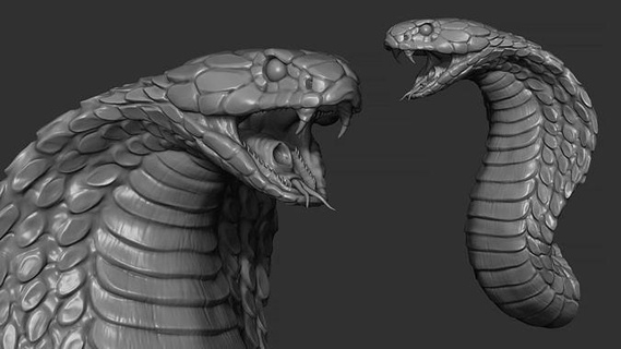 serpent cobra imprimable décor statue tête art miniatures cnc soulagement bijoux sculptures animaux or 3d print model - Mito3D