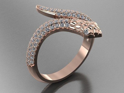 serpiente cruzar anillo diseño moda oro dorado joya joyería impresión imprimible prototipos plata elegante ala gemas 3dprinted símbolo arte anillos 3d print model - Mito3D
