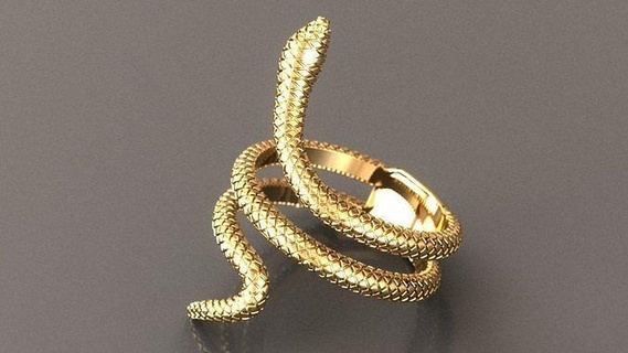 Schlange Diamant Ring Gold druckbar Juwel Schmuck Mode Sterling Halskette Solitär Armband Saphir Silber Ophidian Schlangen Ringe 3d print model - Mito3D