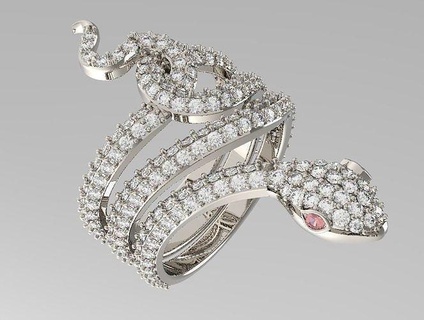 snake diamond ring 3 gold jewelry jewel women printable rings 3d print model - Mito3D