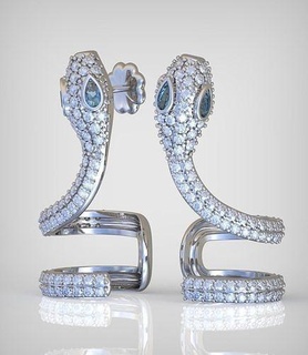 snake earring model 0282 3d printable model14 jewellery jewelry jewel jewelery pendant pendants luxury rings ring earrings bracelet necklace wedding diamond gold platinum silver chains bangles 3d print model - Mito3D