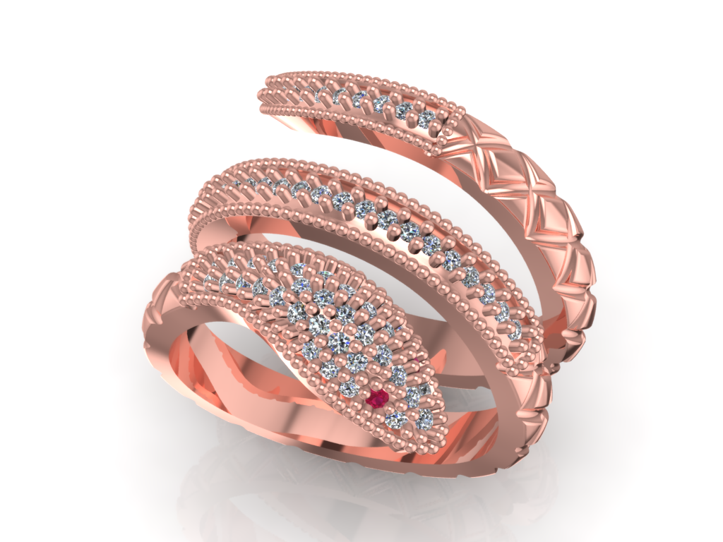 la serpiente de moda anillo joyería 3d cad los diseños modelo carácter humanos fantasía anillos 3D print model - Mito3D