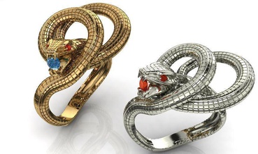 snake fashion ring stl files designer jewelry cad cam work rings 3d print model - Mito3D
