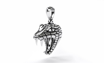 yılan baş kolye oksitlenmiş gümüş takı altın yazdırılabilir platin hediye acımasız erkeklerin erkek mücevher 3d print model - Mito3D