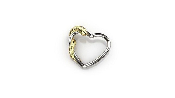 snake heart piercing gold silver printable jewellery jewelry 3d print model - Mito3D