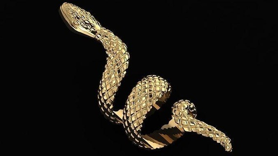 snake long ring jewelry gold silver printable rings diamond biker punk fashion jewelri jewel jewellery riders metal gang music 3d print model - Mito3D