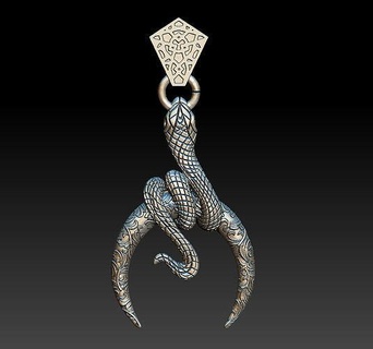 yılan ay kolye takı altın gümüş yazdırılabilir 3d 3dmodel zbrush tasarım tasarımı mengümüş erkekler Sanat hayvan lüks uniq kolyeler 3d print model - Mito3D