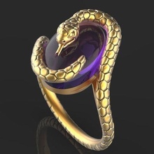 schlange oval ring gold schmuck silber druckbar diamant juwel engagement hochzeit brillant mode schönheit sterling ringe 3d print model - Mito3D