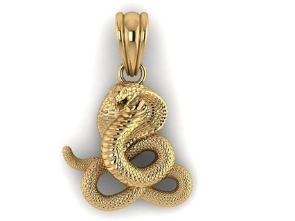 snake pendant gold printable diamond ring white jewelry pendants 3d print model - Mito3D