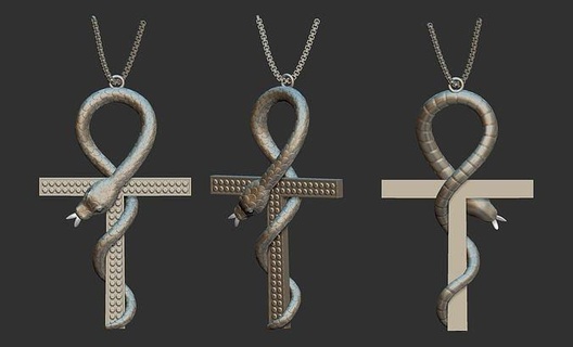 serpiente colgante pendiente joyería joya imprimible diamante Moda cadena cuadro animales escama reptil collares colgantes 3d print model - Mito3D