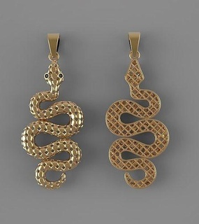 serpent pendentif bijoux or argent imprimable bijou mode fusion pendentifs 3d print model - Mito3D