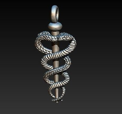 snake pendant animal reptile serpent jewelry doctor medic medical hospital health paramedic icon iconic logo pharmacy cheap nature fashion 3d print model - Mito3D