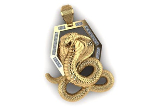 cobra pingente jóias réptil isolado a tecnologia riqueza pingentes 3d print model - Mito3D