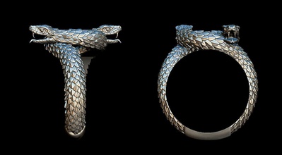 serpente squillare gioielleria oro acciaio vivora stampabile 3d fantastico mostro anelli argento gioiello creatura futuro fantasia immaginario robot designa 3d print model - Mito3D