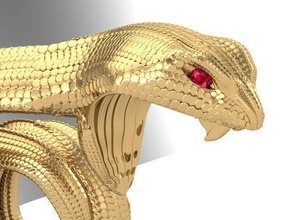 schlange ring gold mode kunst silber druckbar stahl schmuck ringe 3d print model - Mito3D
