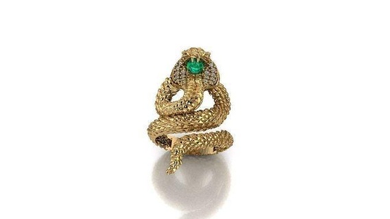 serpent bague or bijoux art imprimable luxe disjoint moderne Collier gemme brillant animaux reptile anneaux 3d print model - Mito3D